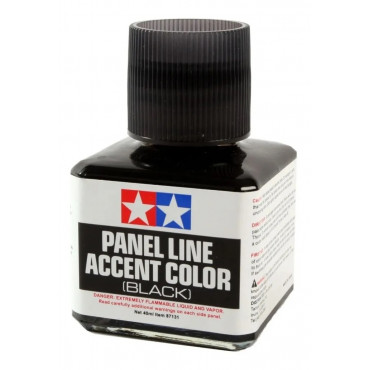 PANEL LINE ACCENT COLOR DELINEAMENTO PRETO COM PINCEL APLICADOR 40ML PARA REALÇAR LINHAS DE PAINÉIS TAMIYA TAM 87131